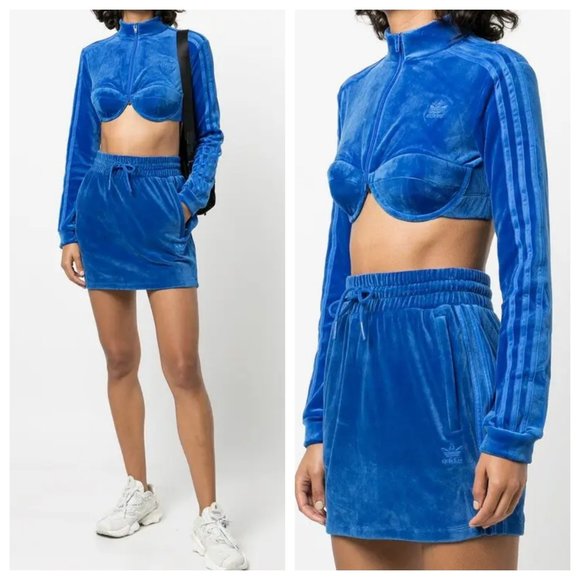 adidas x Jeremy Scott Edition Cropped Velour Track Jacket - Picture 1 of 6